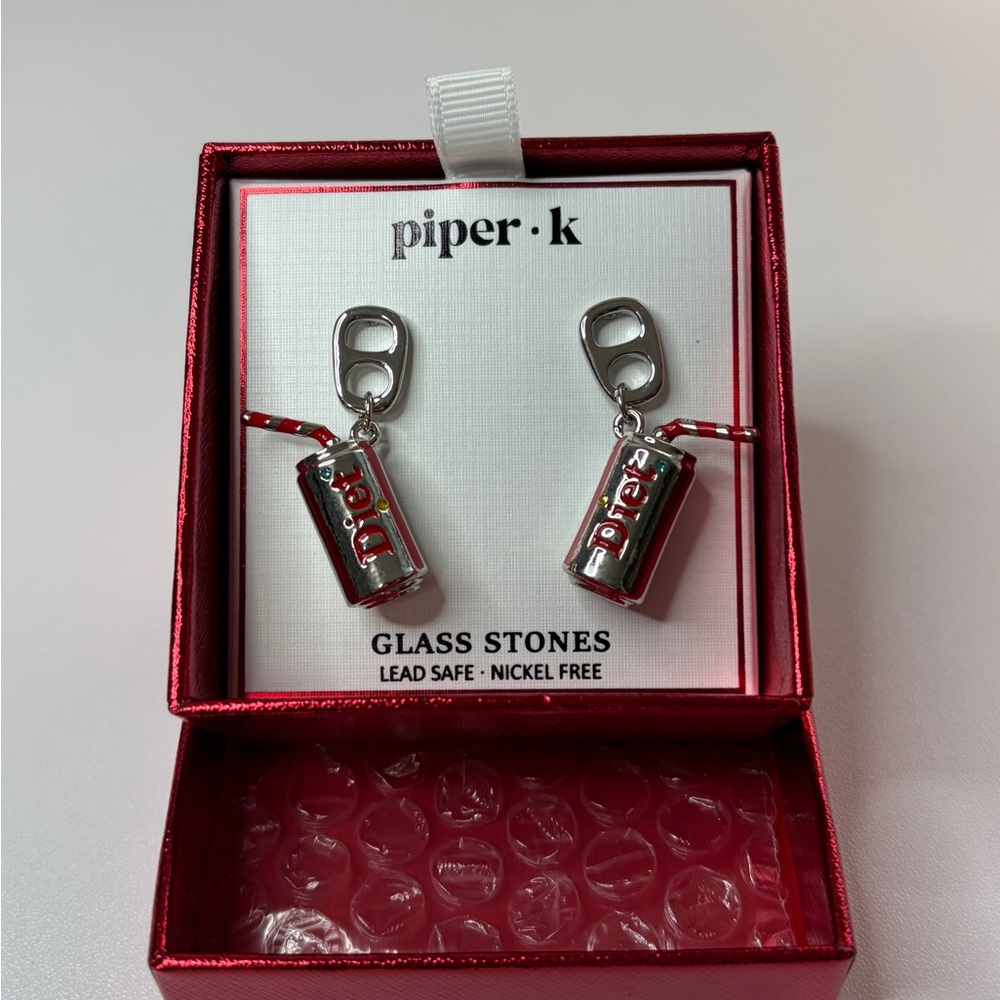 Piper K Red and Silver Diet Soda Can Earrings - Picture 3 of 4